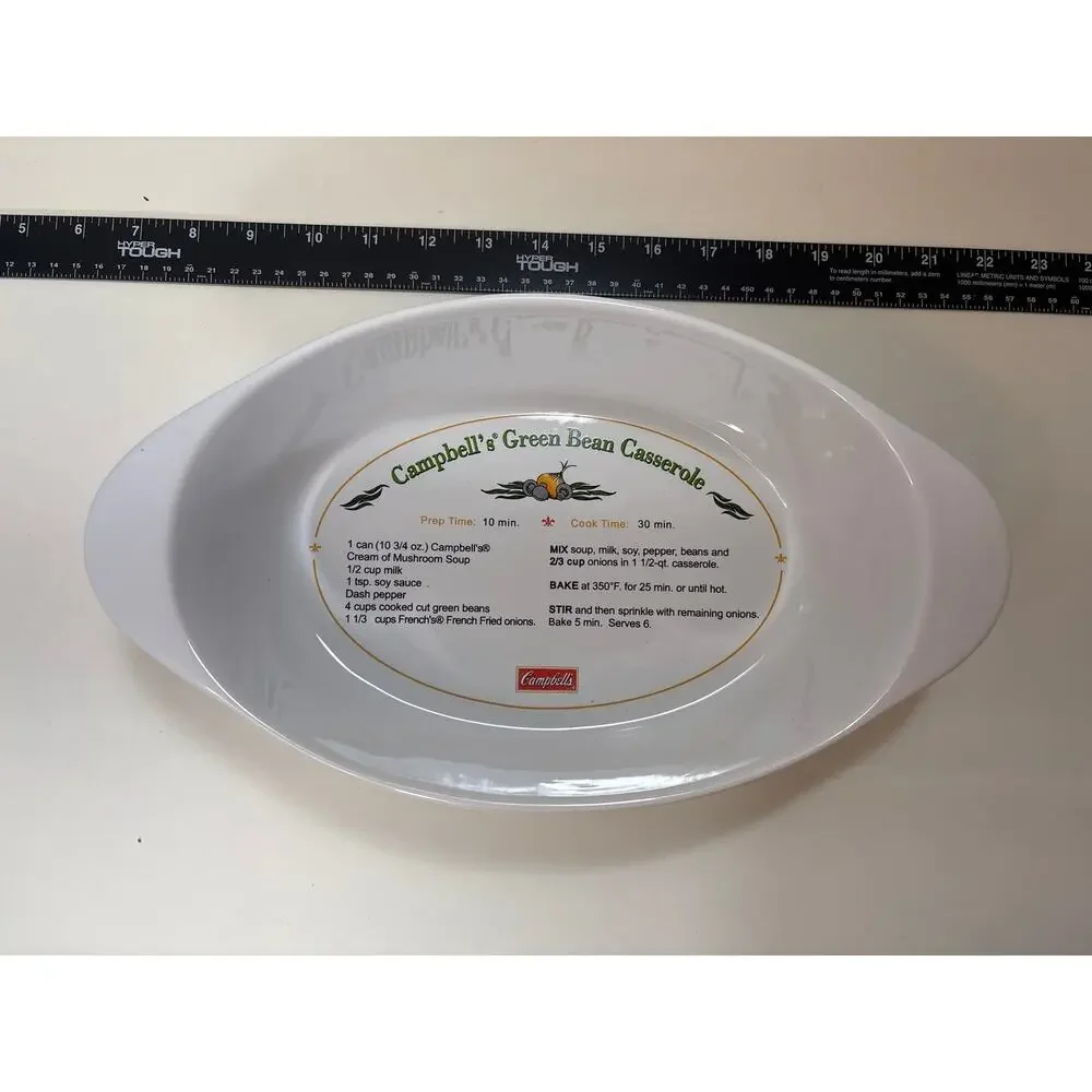 Campbell's Green Bean Casserole 2011 1.5Qt Ceramic Oval Recipe Bakeware Dish